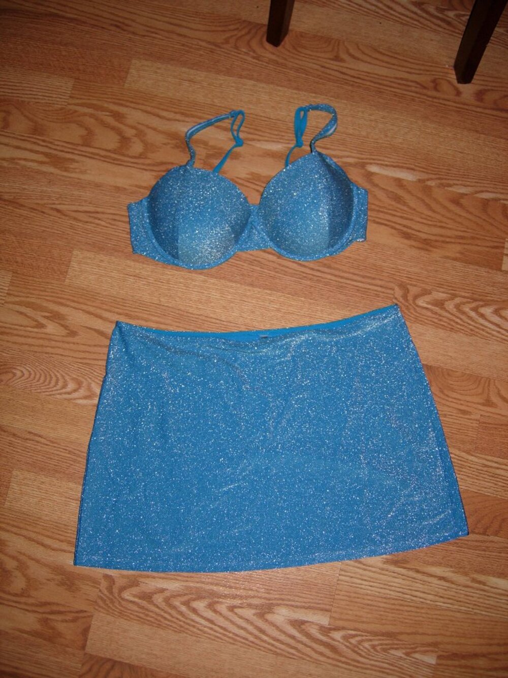 Victoria's Secret Pink Bright Turquoise Sparkle Swim Set
